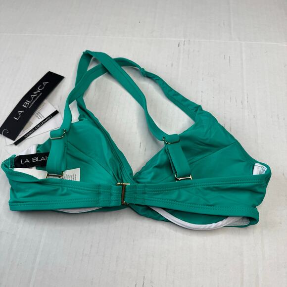 La Blanca Island Goddess Underwire Twist Bikini Top in Emerald NWT Size 4 - Picture 4 of 9